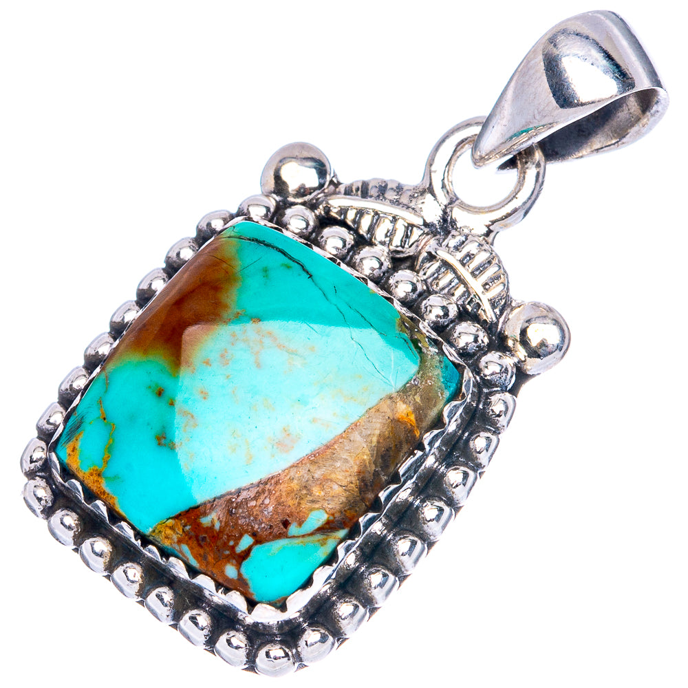 Rare Arizona Turquoise Pendant 1 1/8" (925 Sterling Silver) P42010