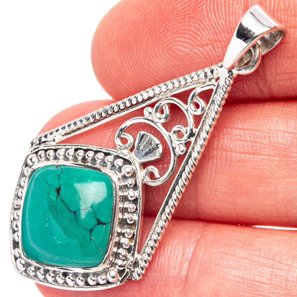 Premium Turquoise Pendant 1 7/8" (.925 Sterling Silver)