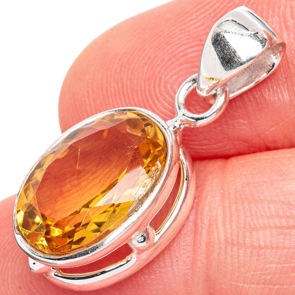 Value Faceted Citrine Pendant 1 1/8" (925 Sterling Silver) P42101