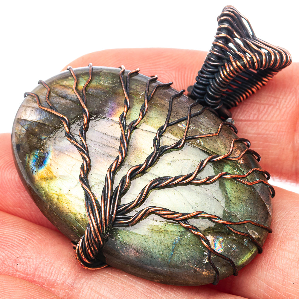 Labradorite Tree of Life Pendant 1 5/8" (Oxidized Copper)
