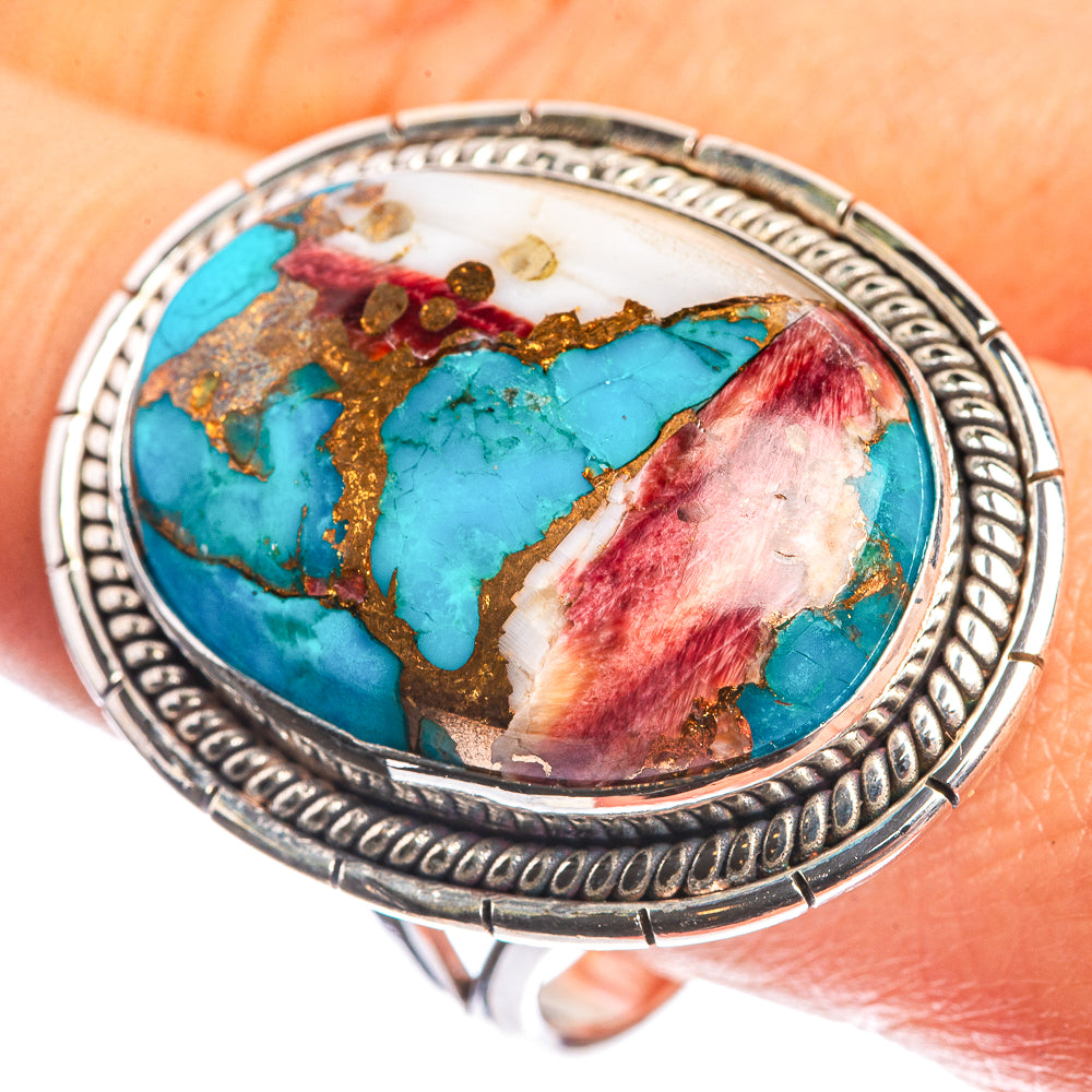 Huge Spiny Oyster Turquoise 925 Sterling Silver Ring Size 11