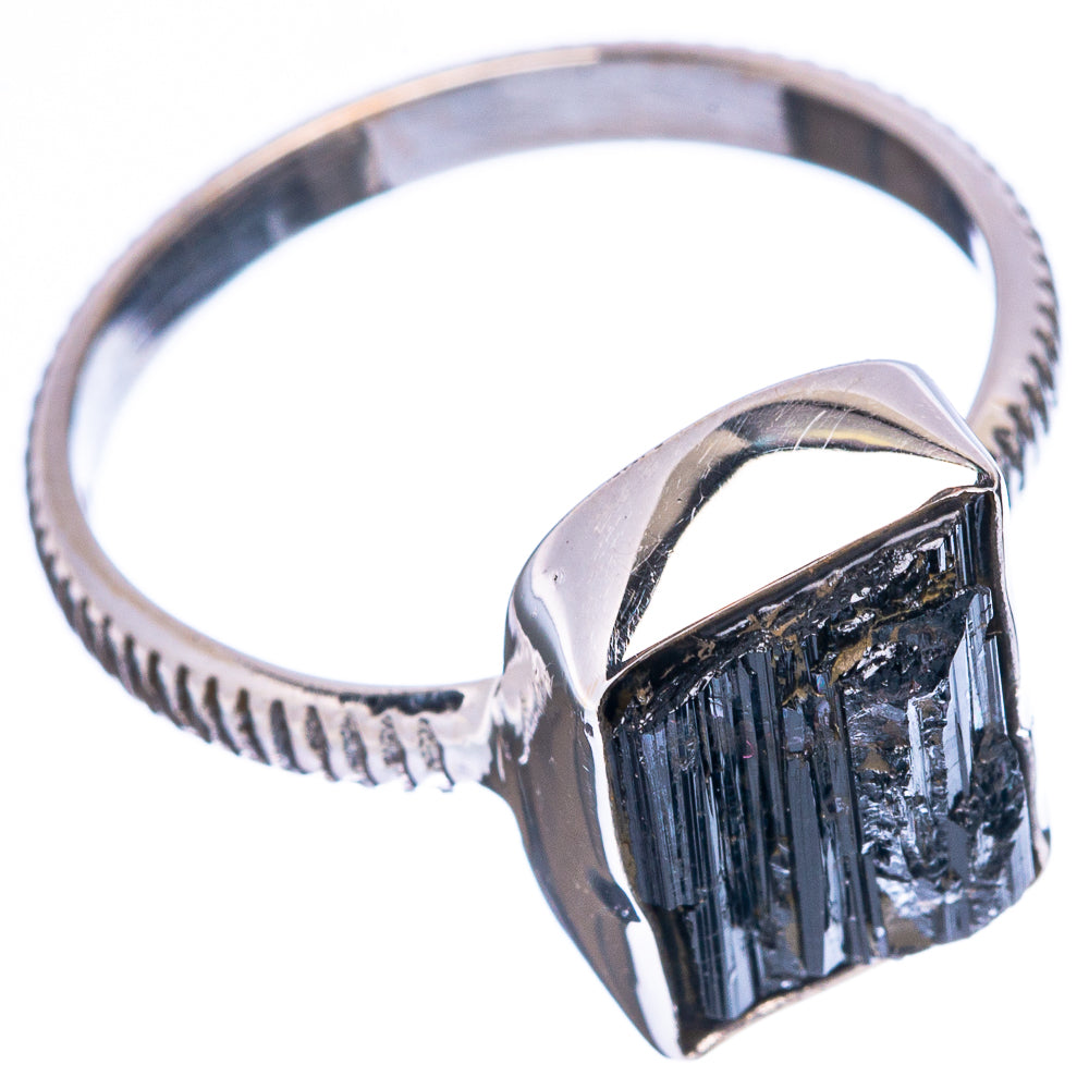 Black Tourmaline Dainty Ring Size 8 (925 Sterling Silver) R5136