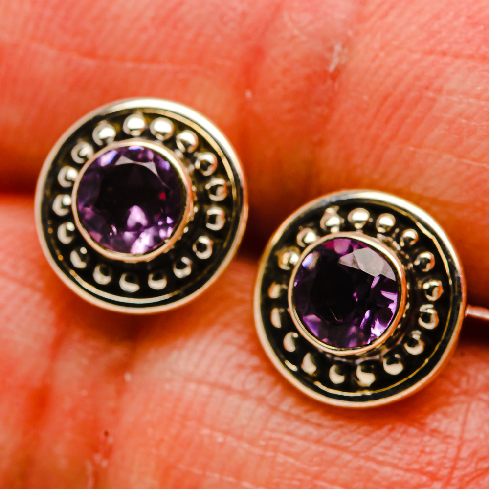 Faceted Amethyst Dainty Earrings 3/8" (925 Sterling Silver) EARR431971