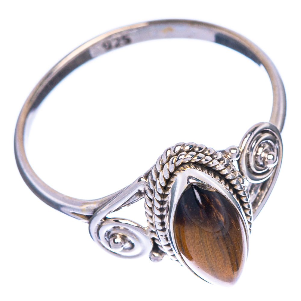 Tiger Eye Dainty Ring Size 7.75 (925 Sterling Silver) R1216