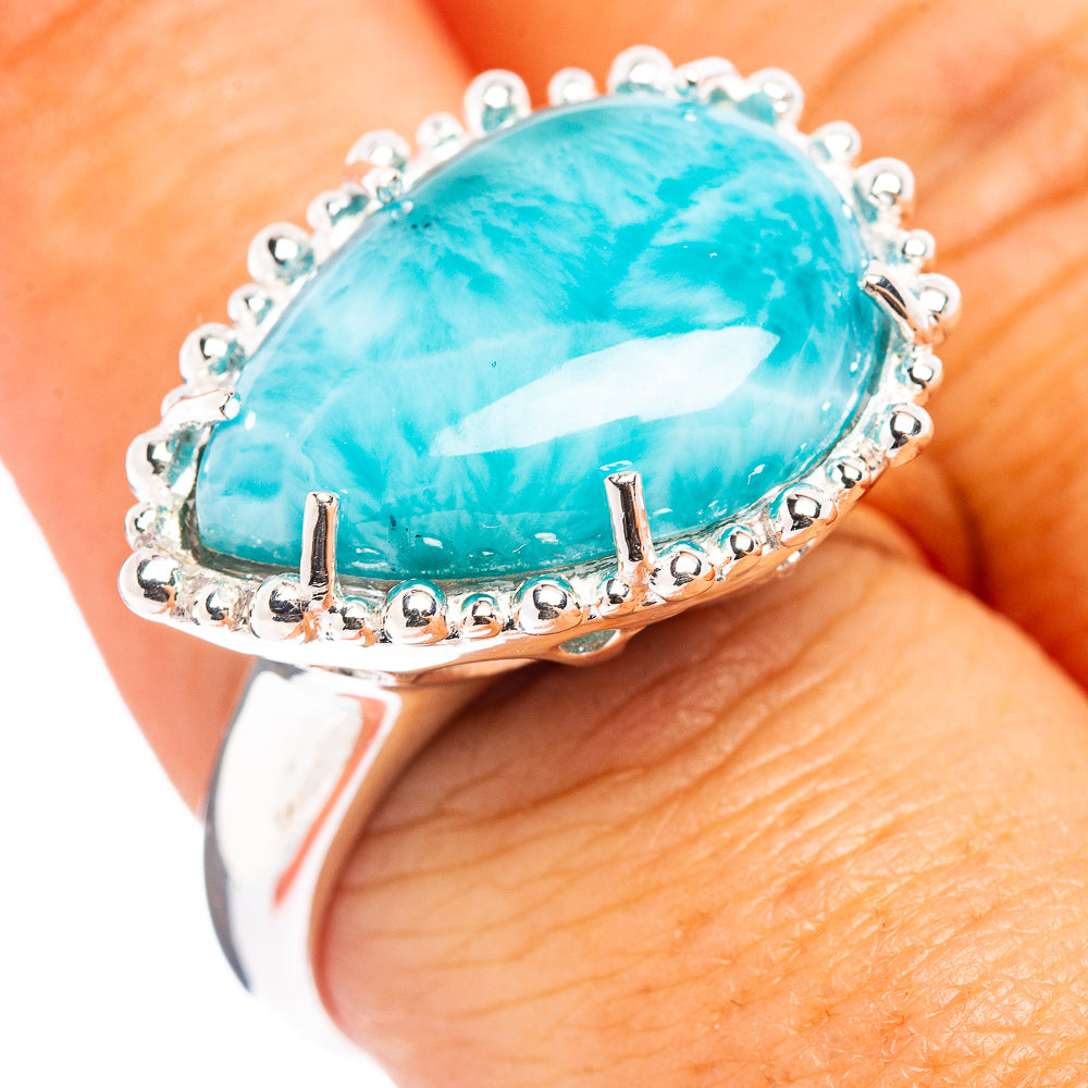 Premium Larimar Ring Size 8 (.925 Sterling Silver)