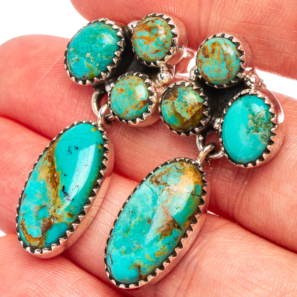 Mohave Turquoise Earrings 1 1/2" (.925 Sterling Silver)