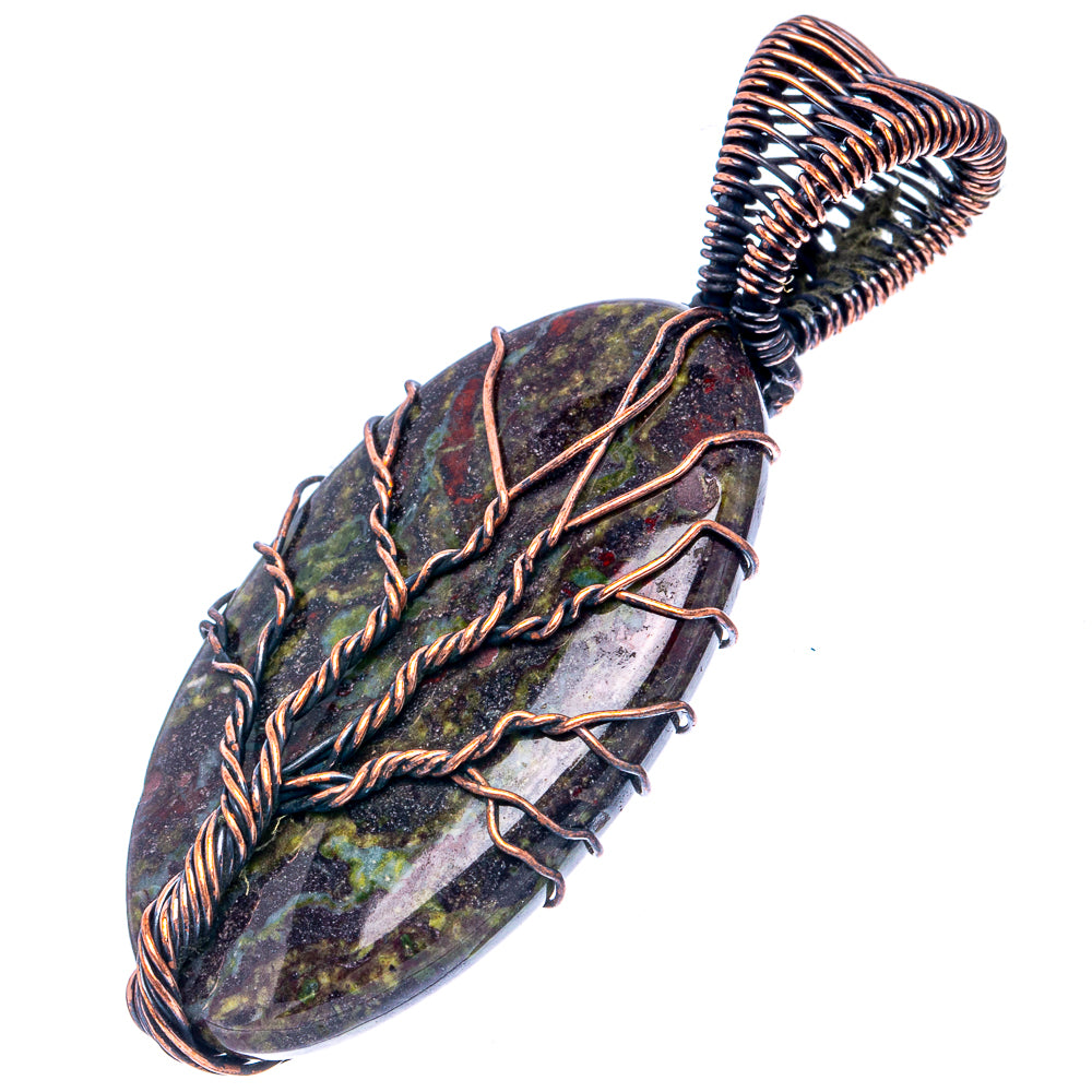 Dragon's Bloodstone Tree of Life Pendant 2 1/8" (Oxidized Copper)