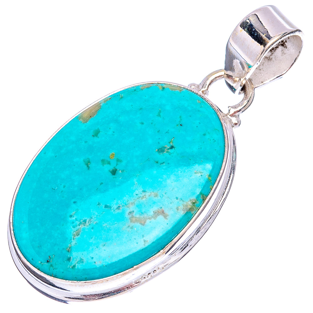 Kingman Turquoise Pendant 1 5/8" (.925 Sterling Silver)