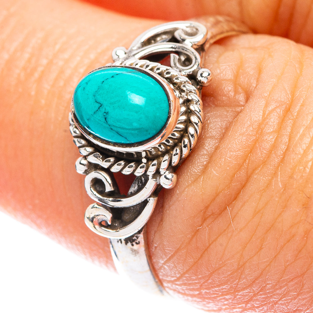 Tibetan Turquoise Dainty Ring Size 6.75 (925 Sterling Silver) R5820