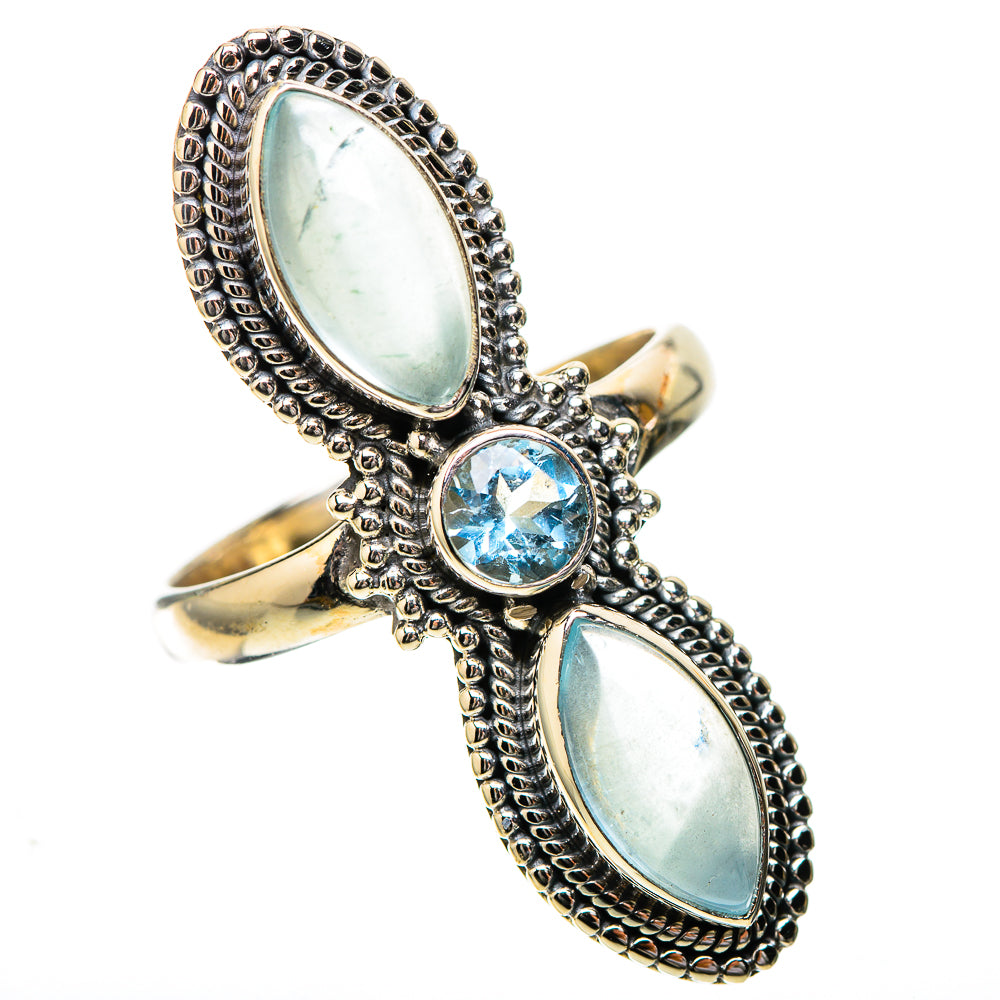 Large Natural Aquamarine, Blue Topaz Ring Size 10 (925 Sterling Silver) RING138042