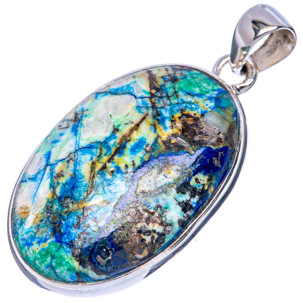 Azurite With Malachite Pendant 1 5/8" (925 Sterling Silver) P41460