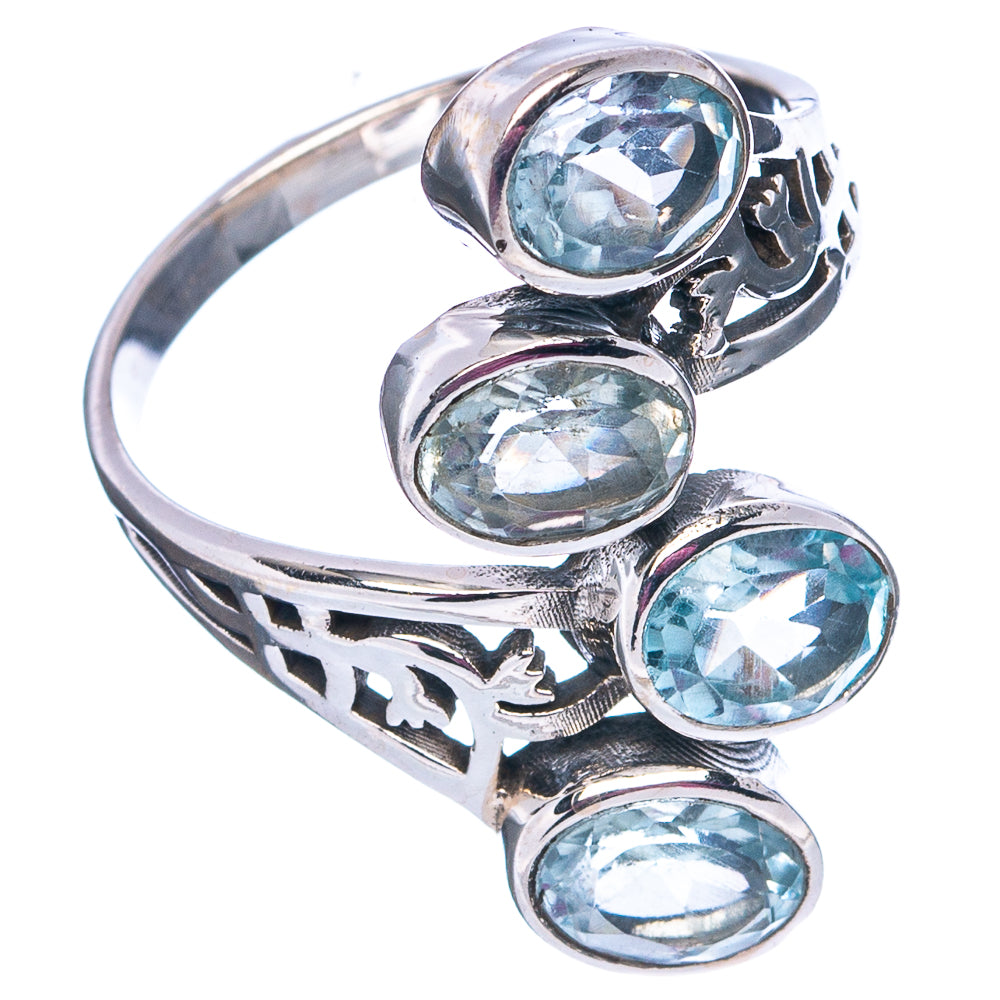 Faceted Blue Topaz Ring Size 9 (.925 Sterling Silver)