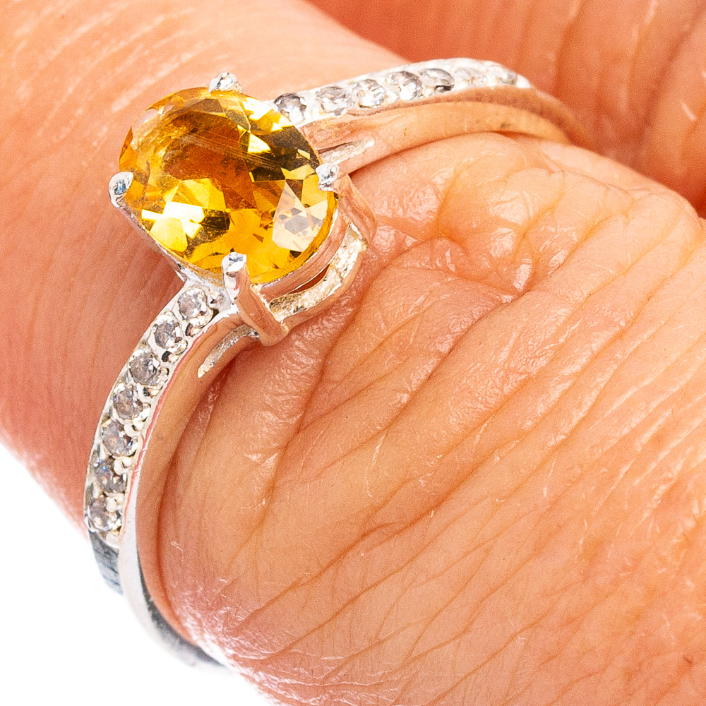 Citrine, Cubic Zirconia Ring Size 7 (.925 Sterling Silver)