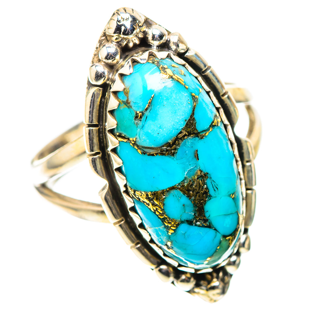 Blue Copper Composite Turquoise Ring Size 7.5 (925 Sterling Silver) RING138520
