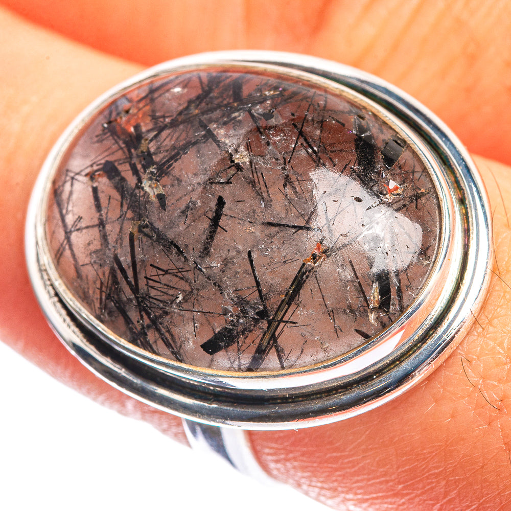Tourmalinated Quartz 925 Sterling Silver Ring Size 8