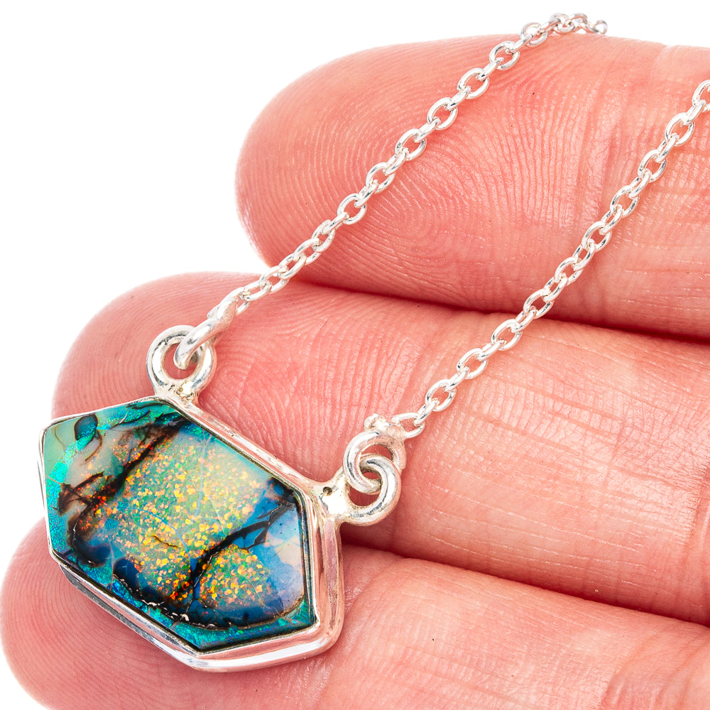 Rare Sterling Opal Necklace 18" (925 Sterling Silver) N90030