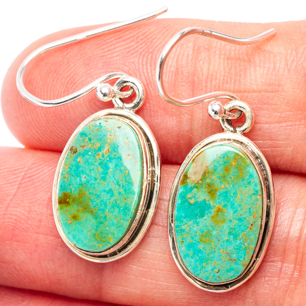 Royston Turquoise Earrings 1 1/4" (.925 Sterling Silver)