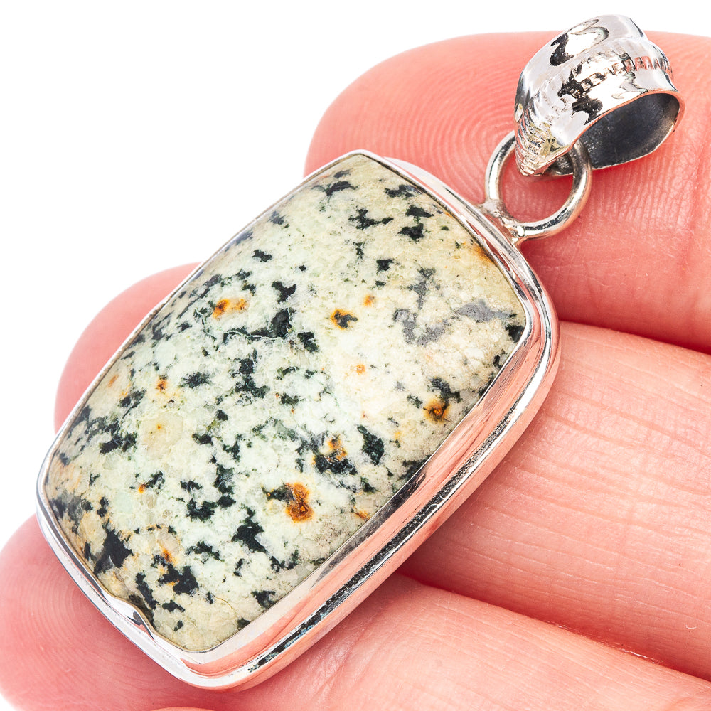 African Turquoise Jasper Pendant 1 5/8" (925 Sterling Silver) P44495