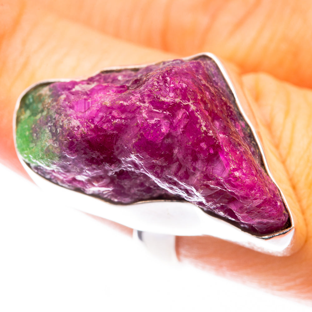 Large Raw Ruby Zoisite Ring Size 7 (925 Sterling Silver) R141657