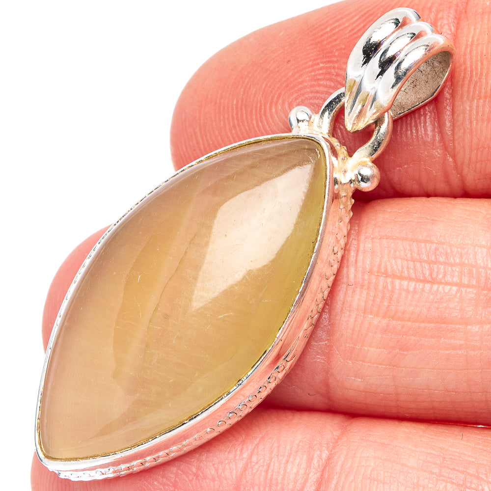Prehnite Pendant 1 5/8" (.925 Sterling Silver)