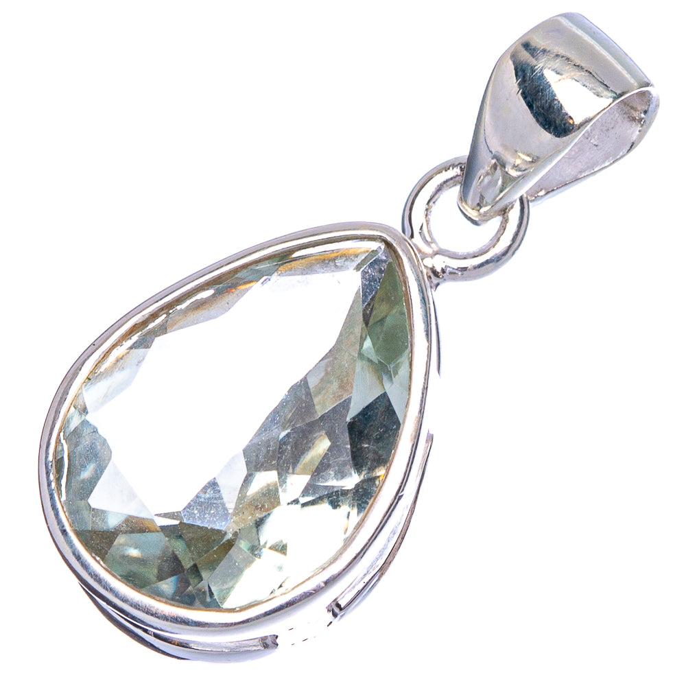 Faceted Green Amethyst Pendant 1 1/8" (925 Sterling Silver) P40544