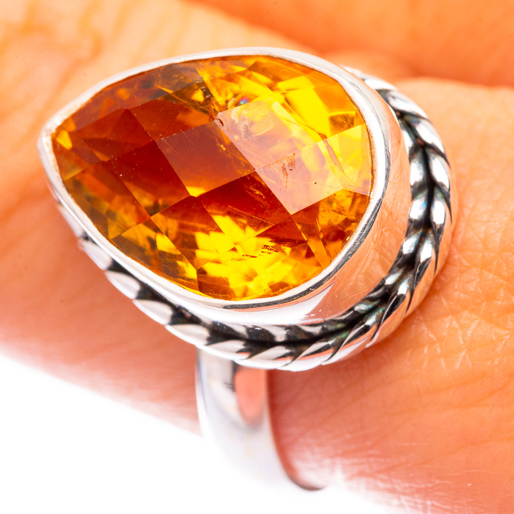 Faceted Citrine Ring Size 9 (925 Sterling Silver) R140914