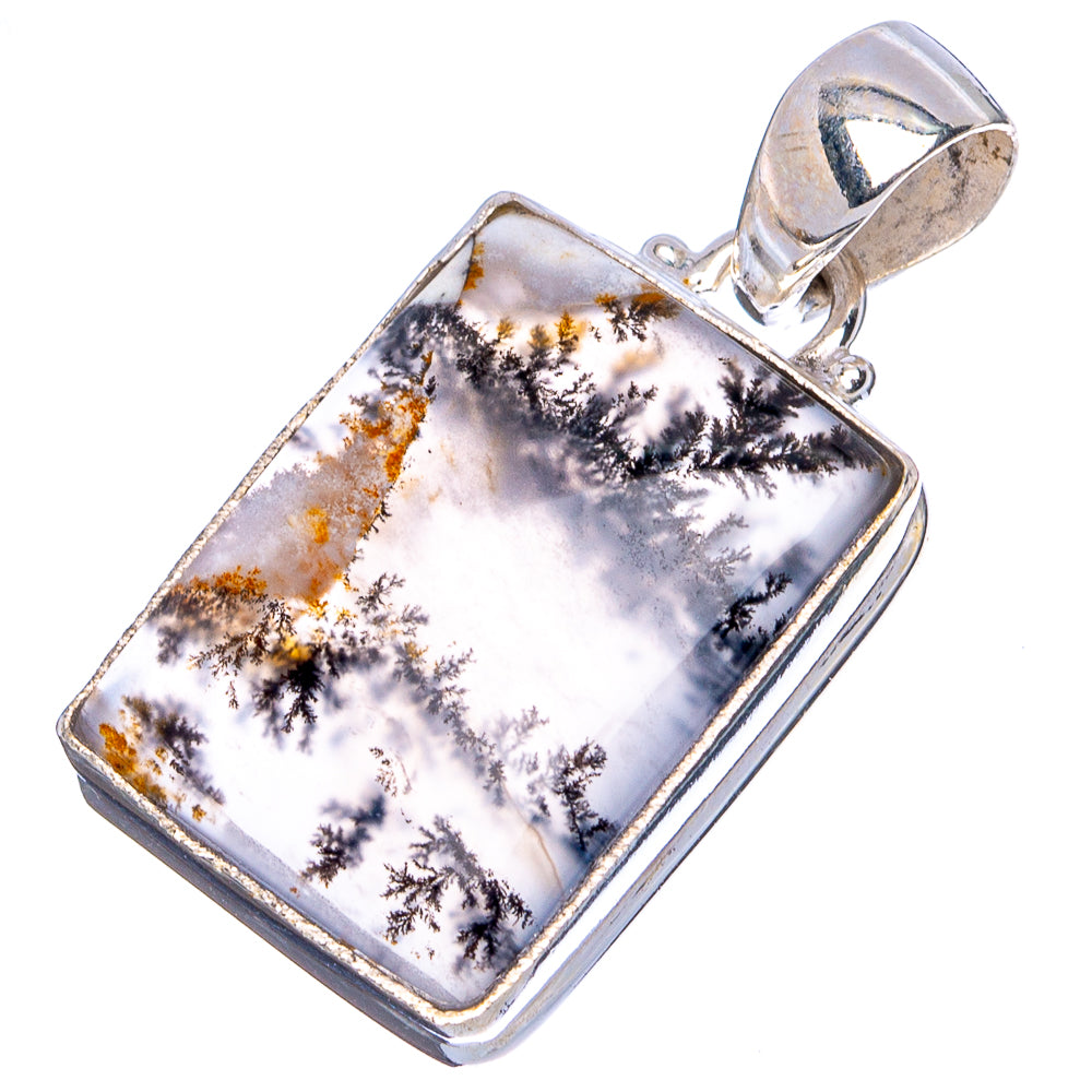 Scenic Dendritic Agate Pendant 1 1/4" (.925 Sterling Silver)