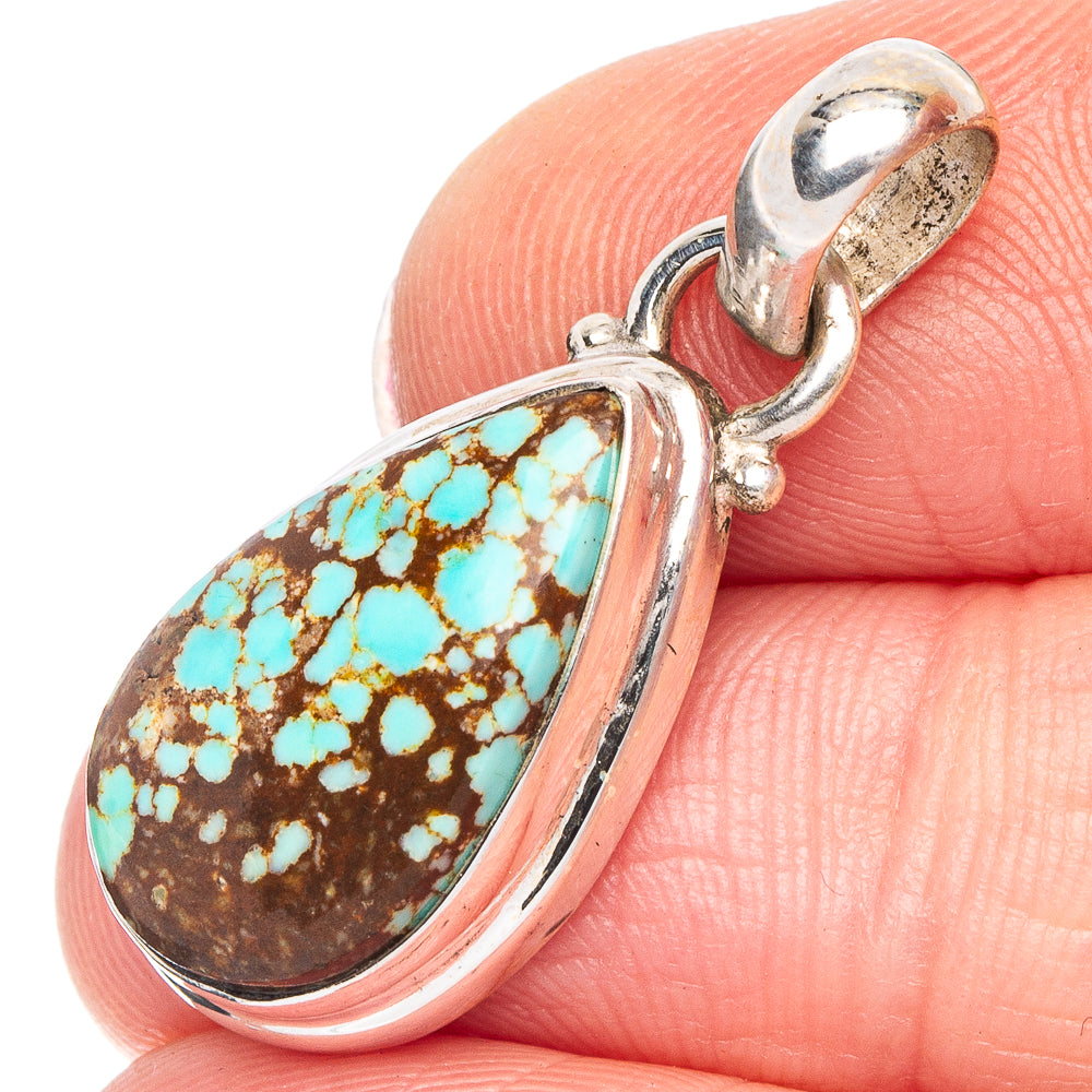 Rare Nevada Turquoise Pendant 1 1/8" (.925 Sterling Silver)