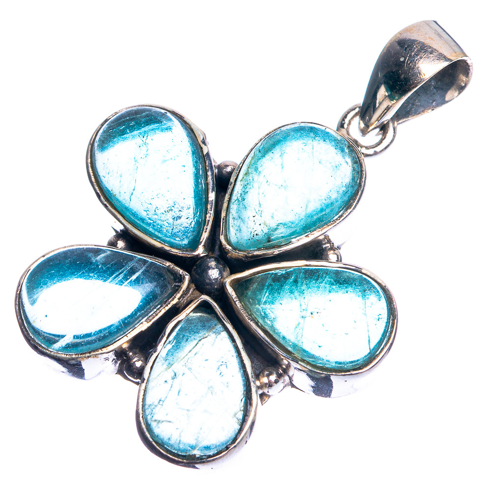 Blue Fluorite 925 Sterling Silver Pendant 1 1/2"