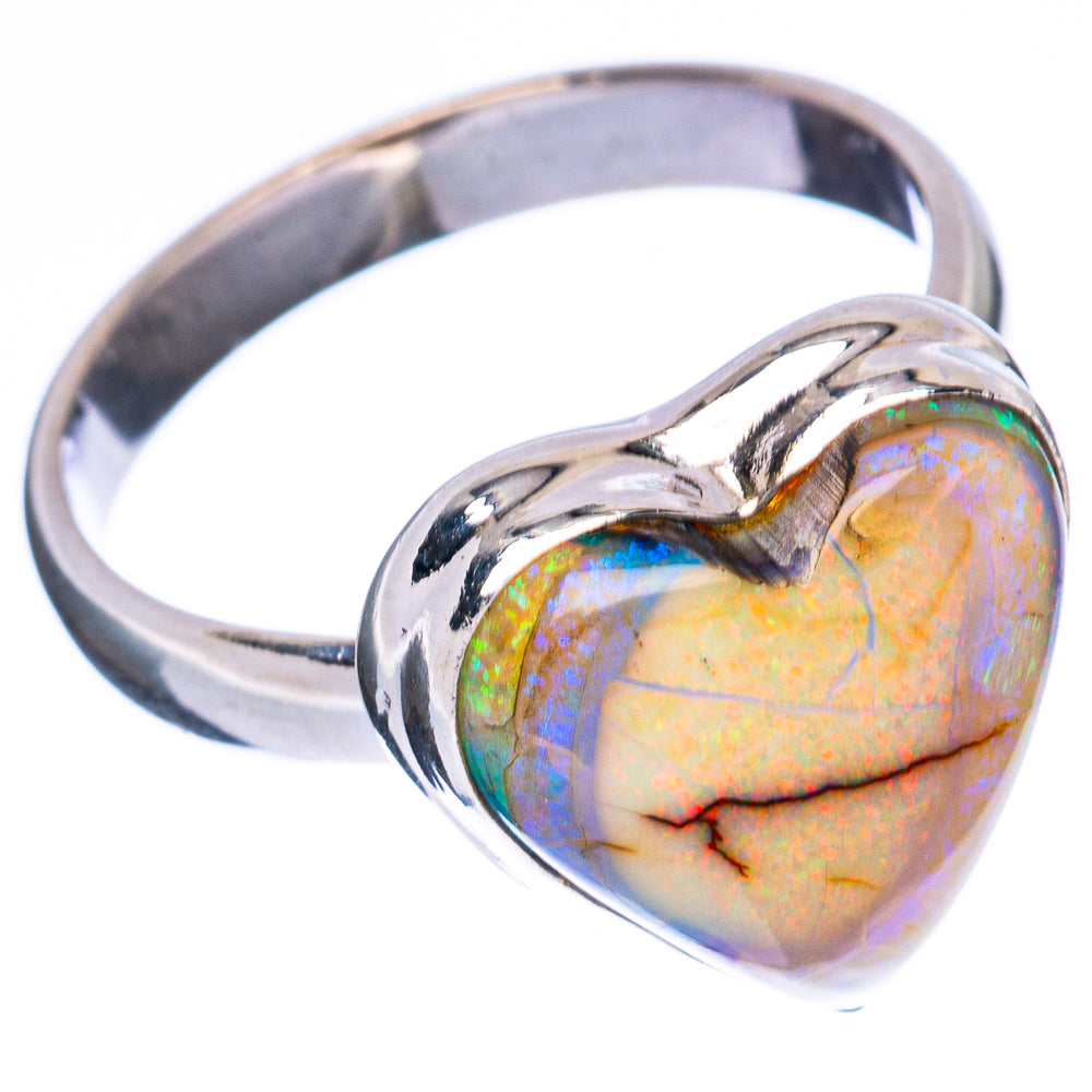 Rare Sterling Opal Heart Ring Size 8 (925 Sterling Silver) R3285