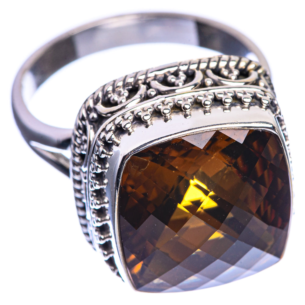 Olive Quartz 925 Sterling Silver Ring Size 9.75