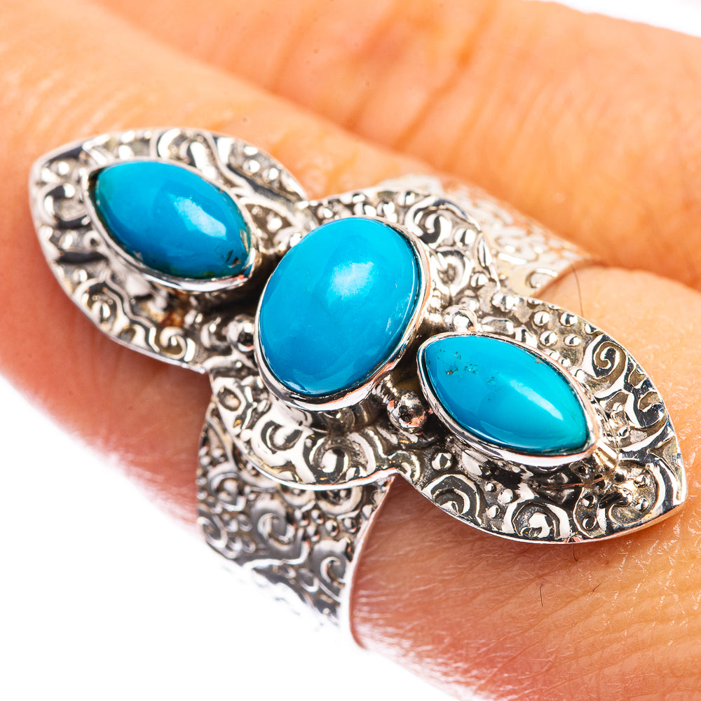 Sleeping Beauty Turquoise 925 Sterling Silver Ring Size 8.25