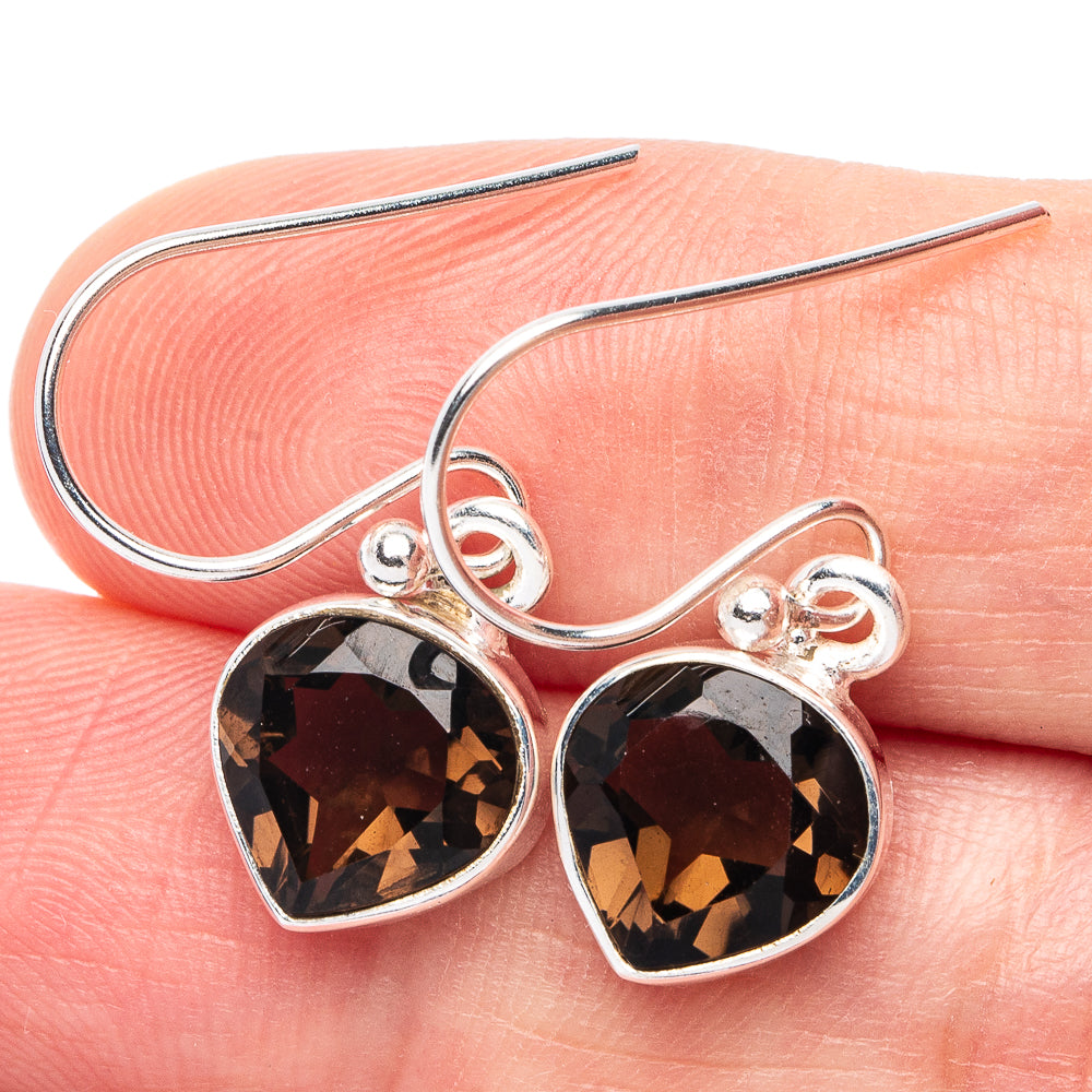 Dainty Smoky Quartz Earrings 1 1/8" (925 Sterling Silver) E2877