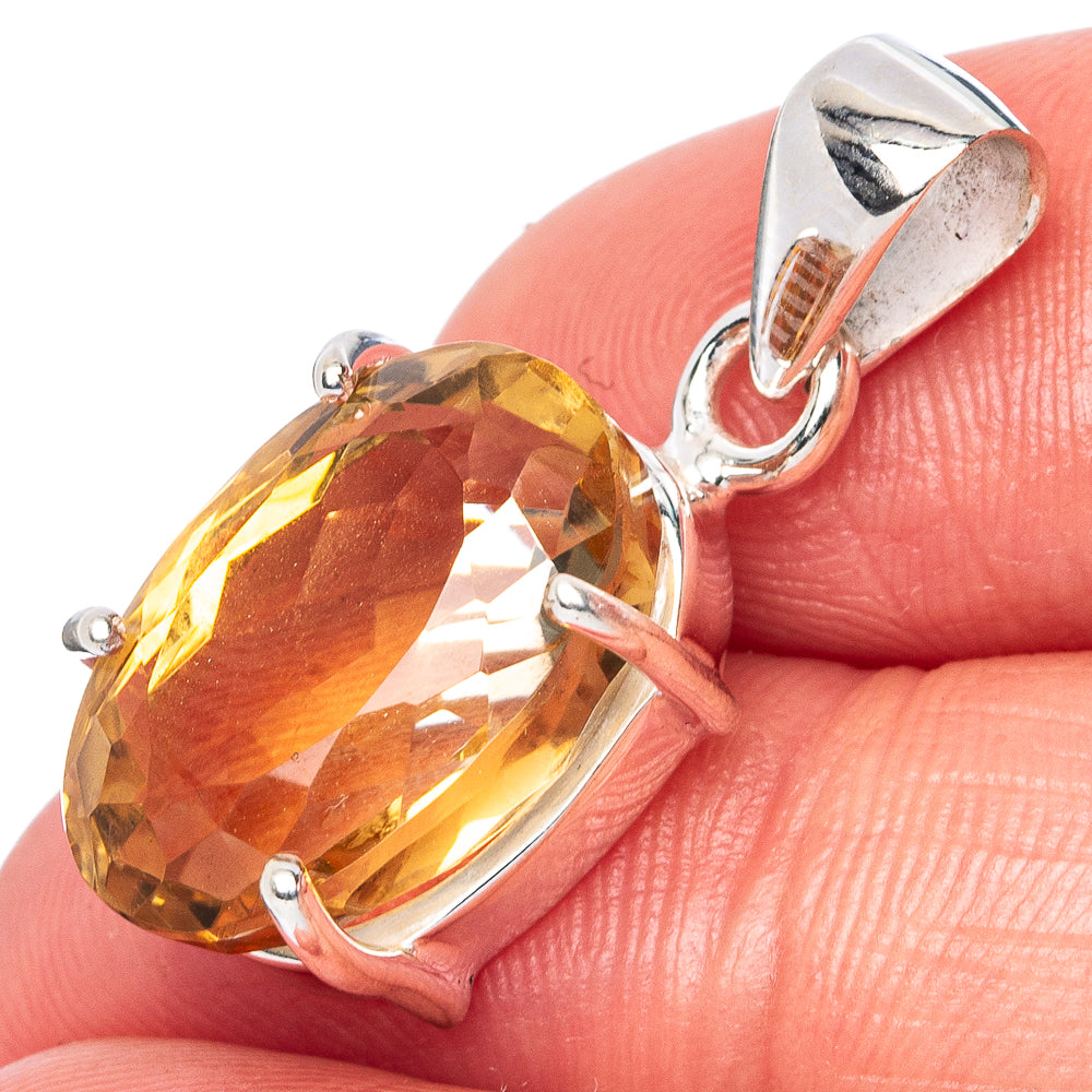 Faceted Citrine Pendant 1" (925 Sterling Silver) P43015