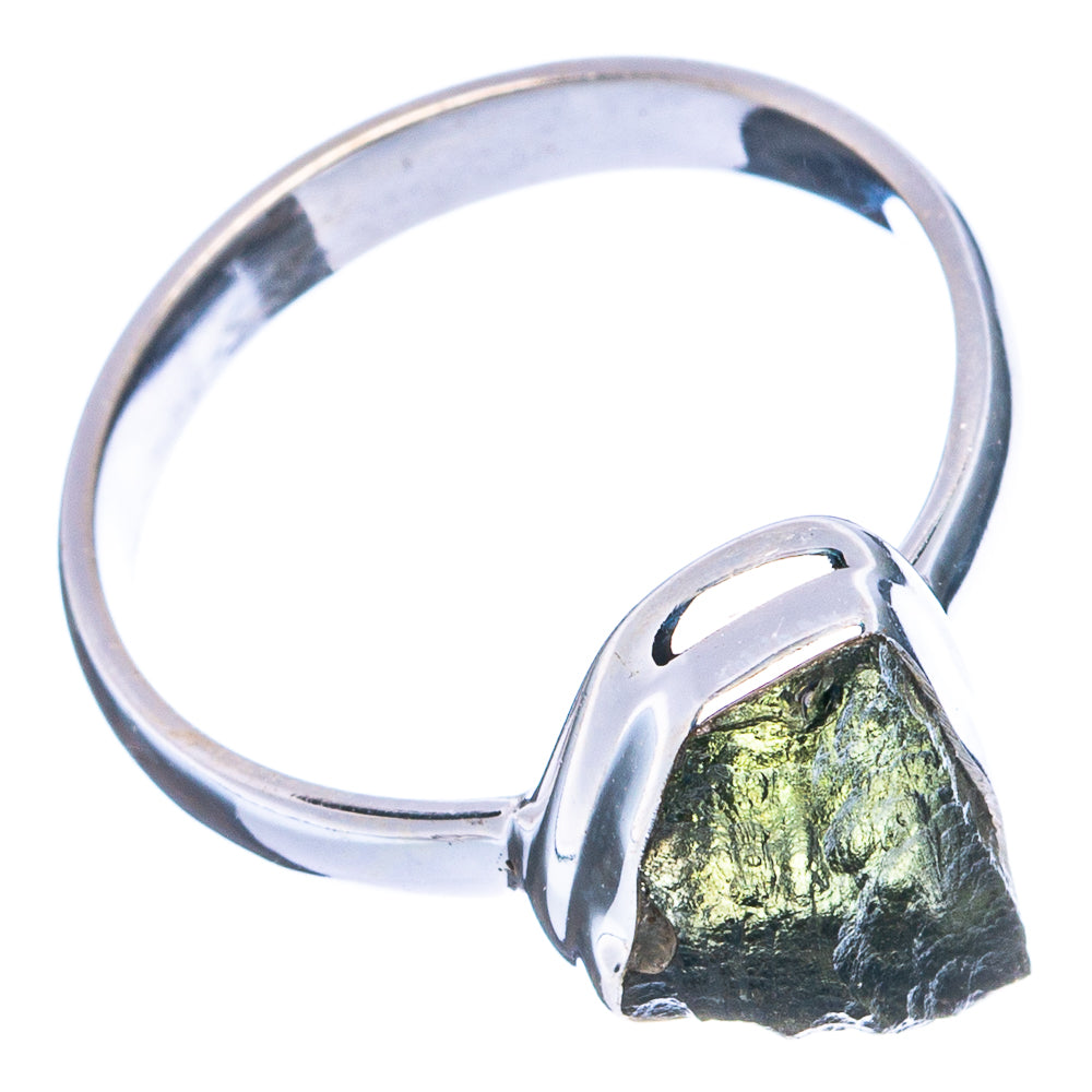 Rare Raw Moldavite Ring Size 8 (.925 Sterling Silver)
