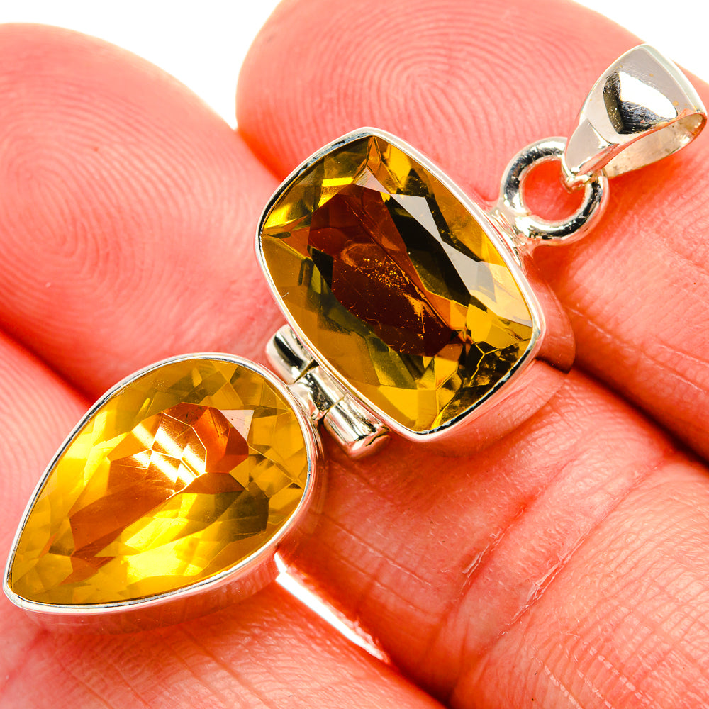 Faceted Citrine 925 Sterling Silver Pendant 1 3/4" (925 Sterling Silver) PD38311
