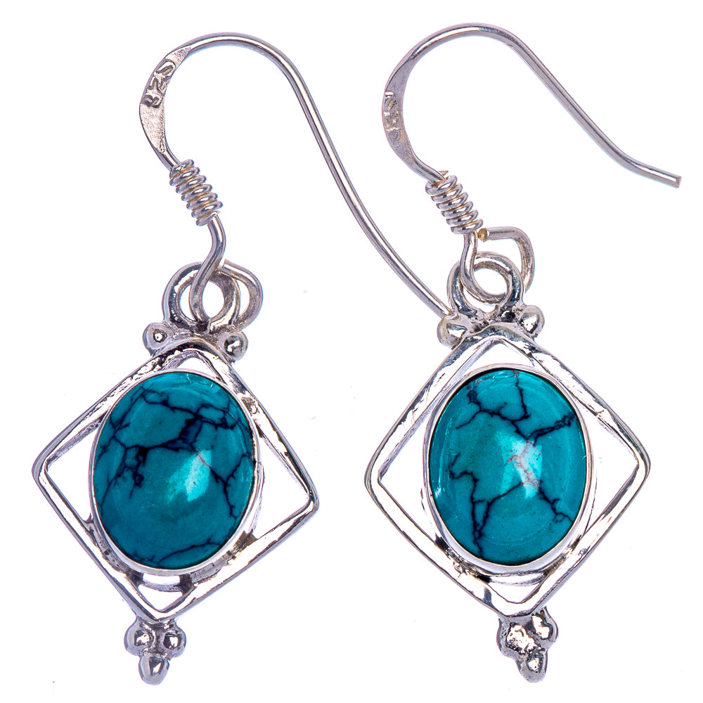 Blue Howlite Earrings 1 3/8" (925 Sterling Silver) E1037