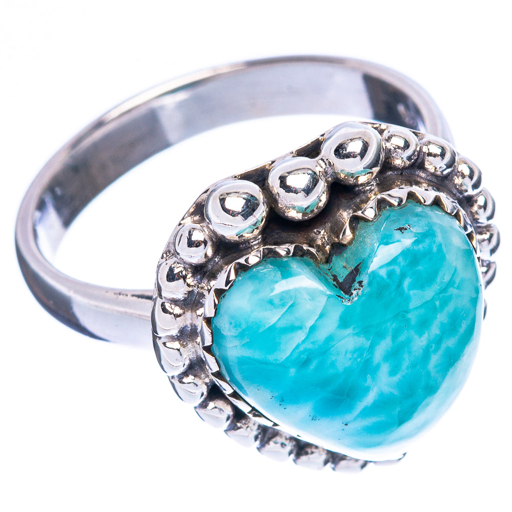 Larimar Heart Ring Size 7.25 (925 Sterling Silver) R2460
