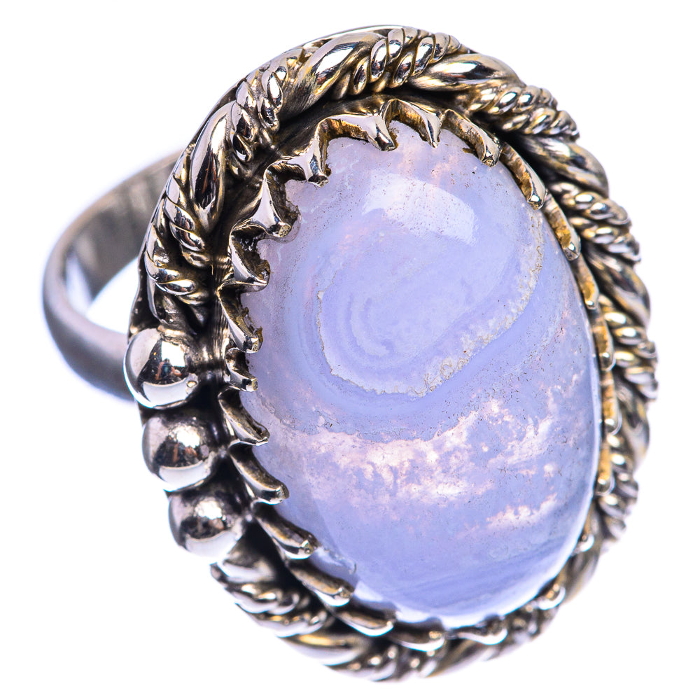 Blue Lace Agate 925 Sterling Silver Ring Size 6.5
