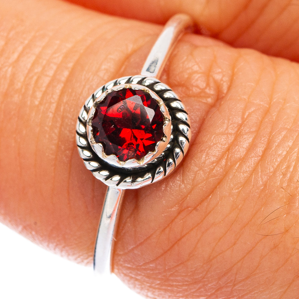 Garnet Dainty Ring Size 7 (925 Sterling Silver) R145442