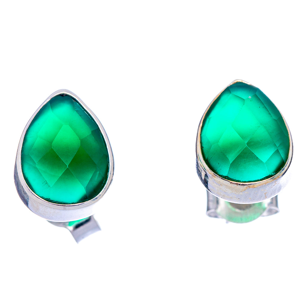 Green Onyx Dainty Earrings 3/8" (925 Sterling Silver) E433472
