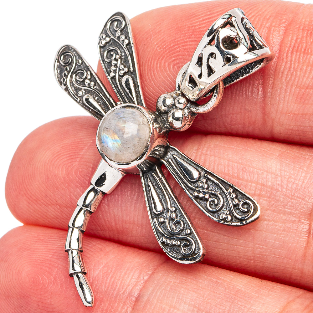 Rainbow Moonstone Pendant 1 3/8" (925 Sterling Silver) P45507