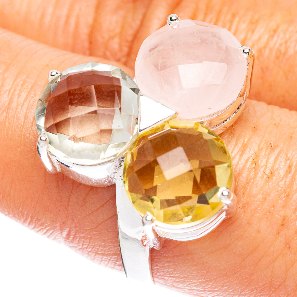 Citrine, White Quartz, Rose Quartz Ring Size 9 (925 Sterling Silver) R2403