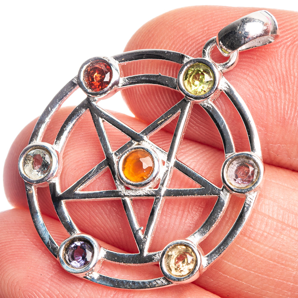 Chakra Star Dainty Pendant 1 3/8" (925 Sterling Silver) P39137