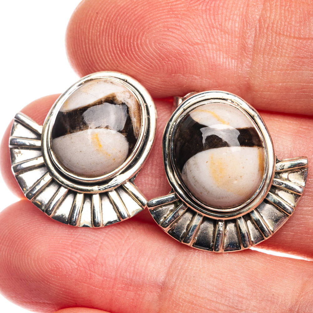 Peanut Wood Jasper Earrings 5/8" (925 Sterling Silver) E432640