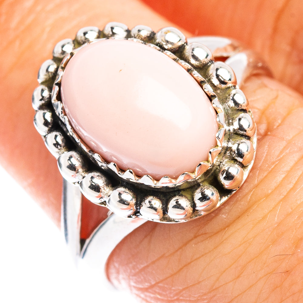 Pink Opal Native Style Ring Size 7 (.925 Sterling Silver)