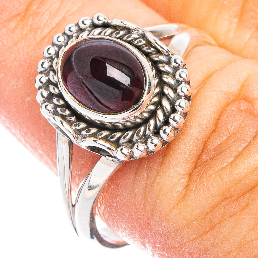 Dainty Garnet Ring Size 7.25 (925 Sterling Silver) R8629