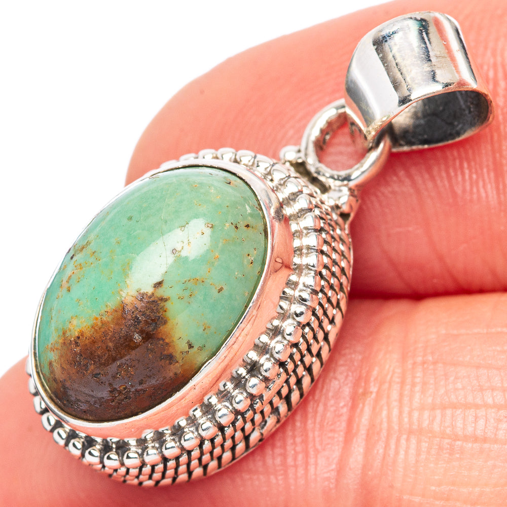 Kingman Turquoise Pendant 1 1/8" (925 Sterling Silver) P42813