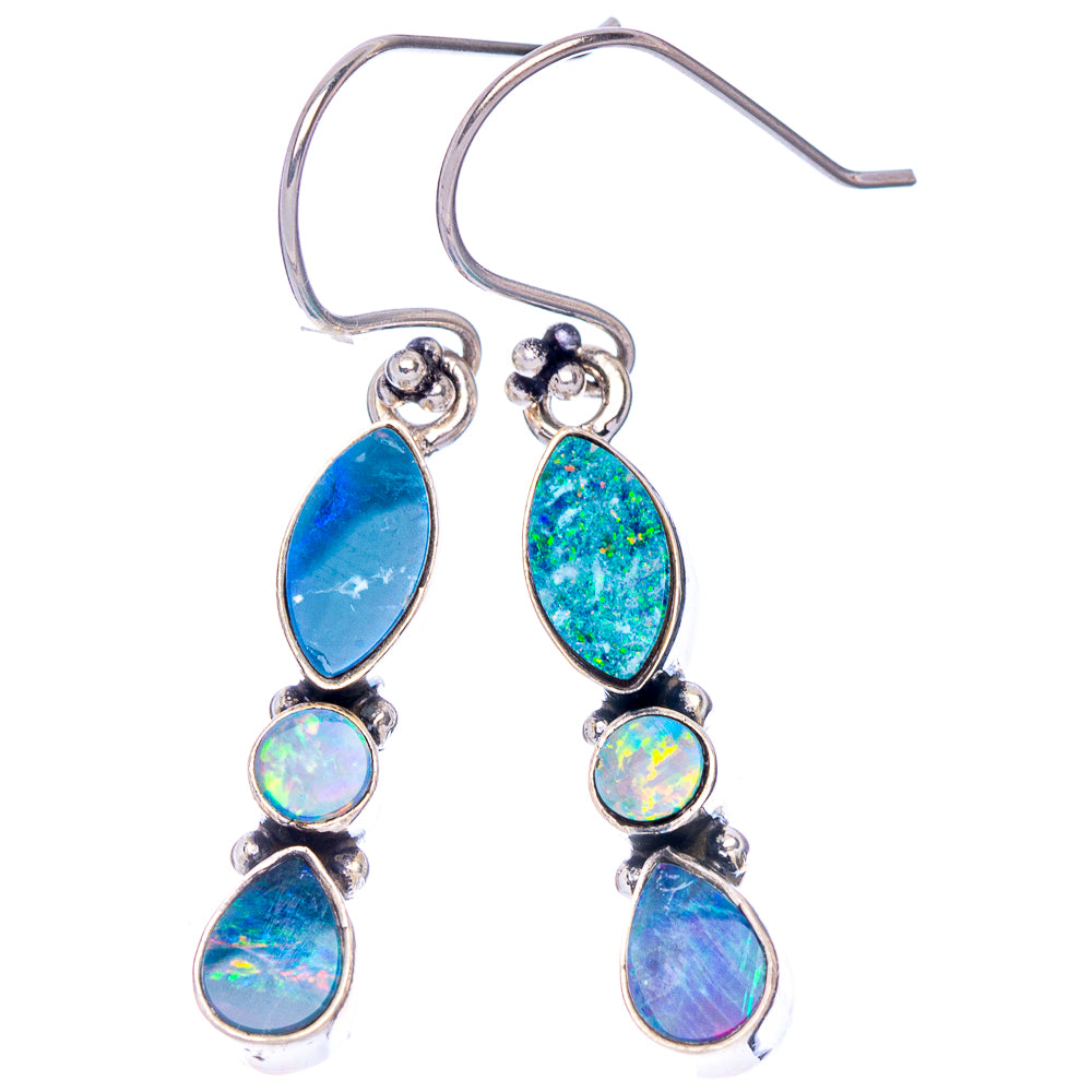 Rare Doublet Opal Earrings 1 5/8" (.925 Sterling Silver)