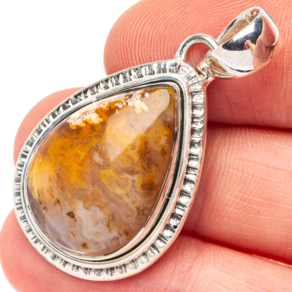 Plume Agate 925 Sterling Silver Pendant 1 1/2" (925 Sterling Silver) P43651